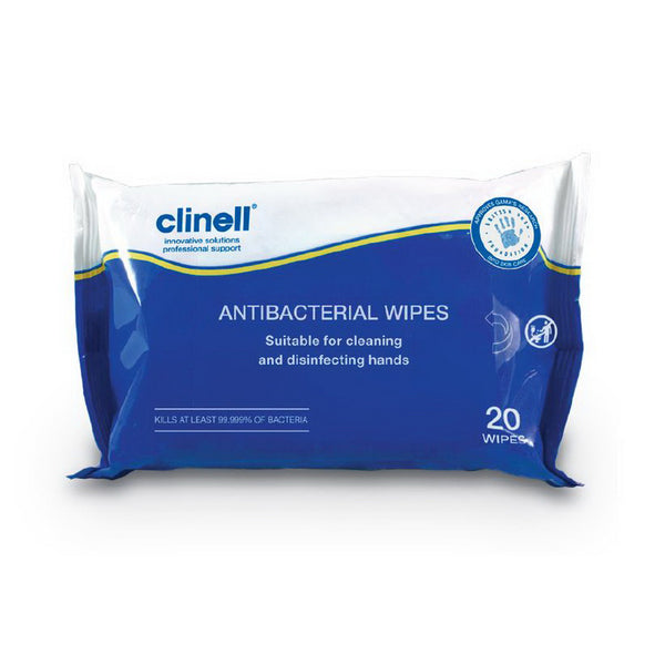 YMSW2024 Clinell Antibacterial Hand Wipes Purse Size (20/pack) YMM Solutions Melbourne